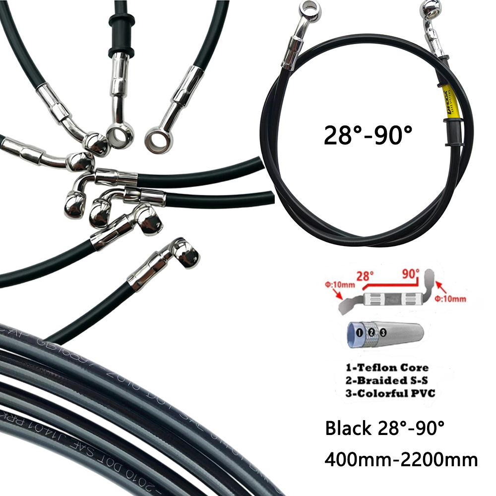 Motorcycle Brake Cable - Preto 28 ° -90 ° Mangueira