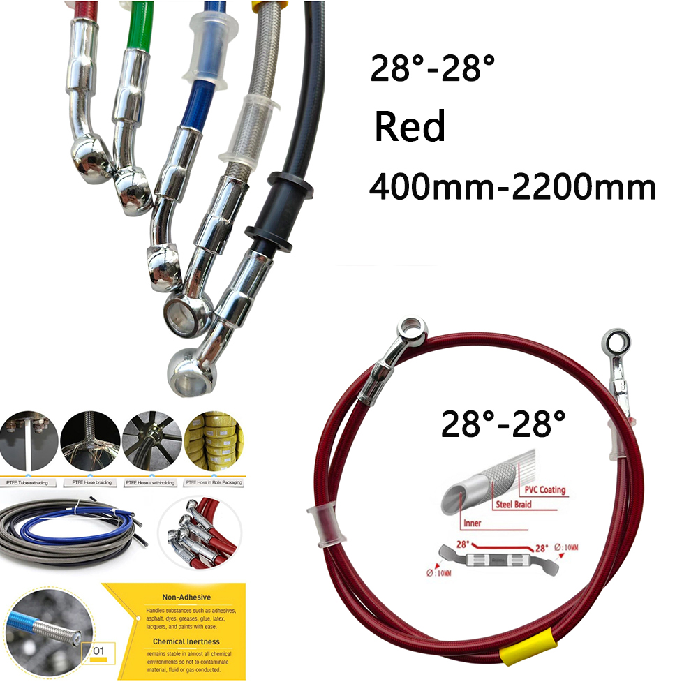 Motorcycle Brake Cable - Mangueira de Freio Hidráulico Universal Vermelha